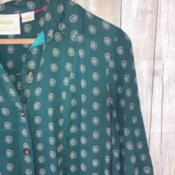 Anthropologie Maeve Green High Low Dot Tunic - Picture 5 of 8